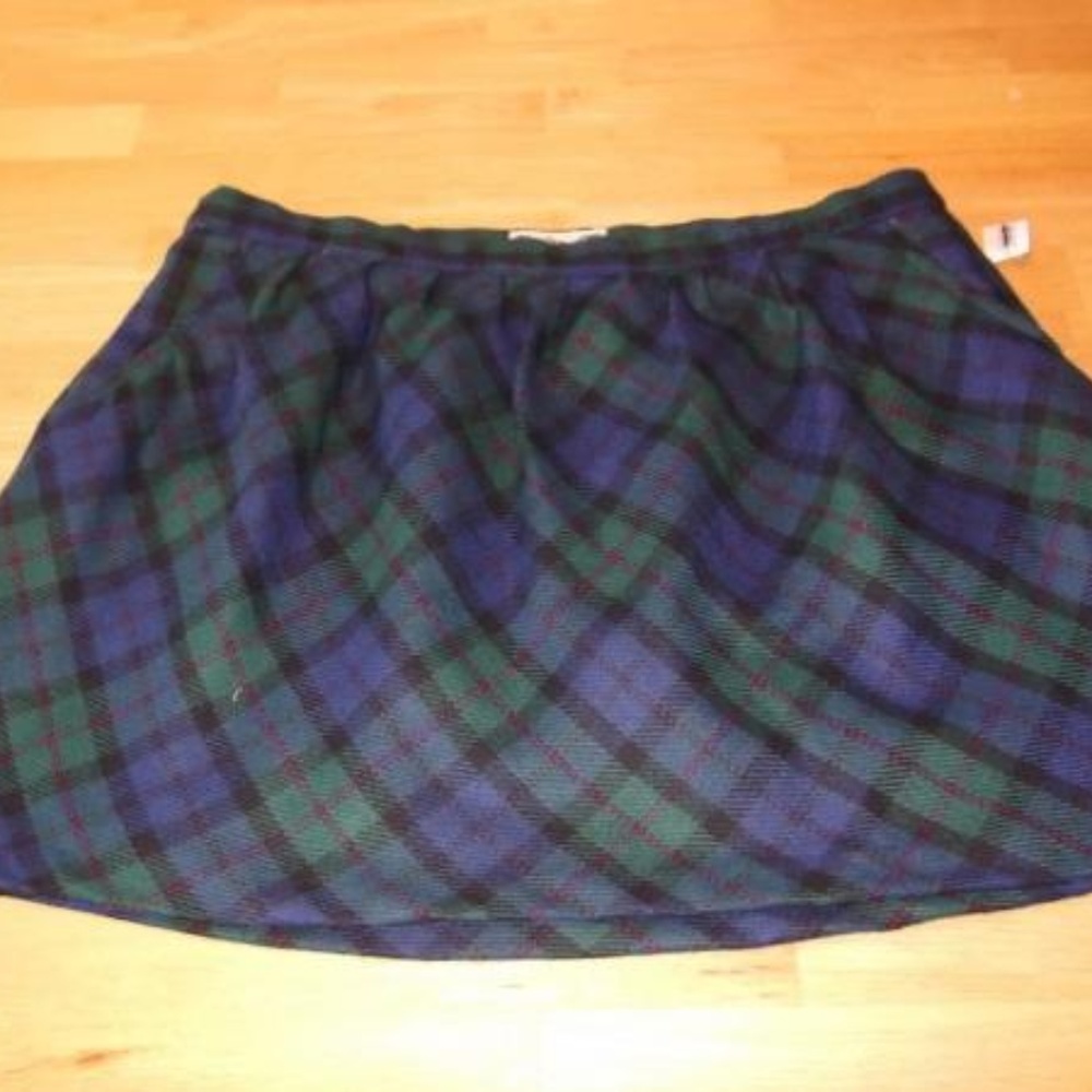 Old Navy 4 Green Blue Black Plaid Skirt Lined NWT
